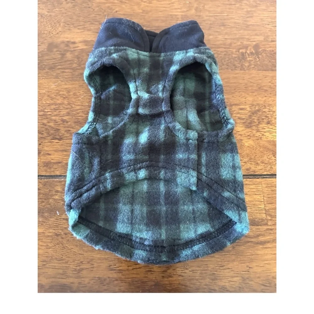 Plaid Fleece Dog Jacket w/ Harness D-Ring Small Puppy Coat”